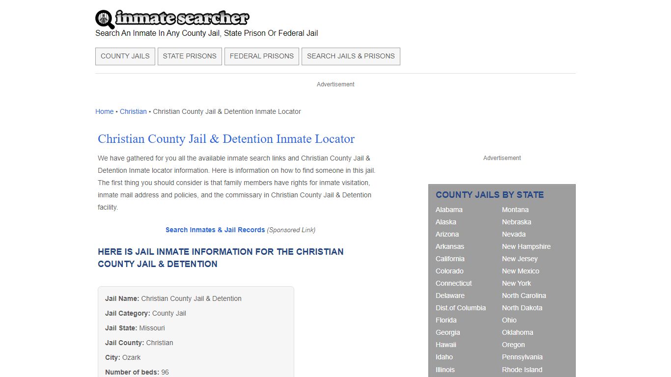 Christian County Jail & Detention Inmate Locator - Inmate Searcher