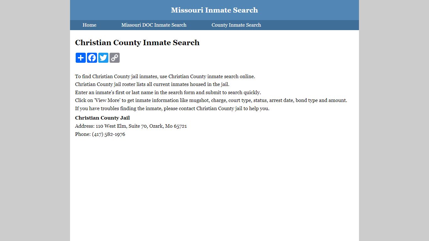 Christian County Inmate Search